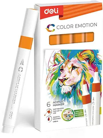 Deli C193A Color Emotion Acrylic Marker, Orange