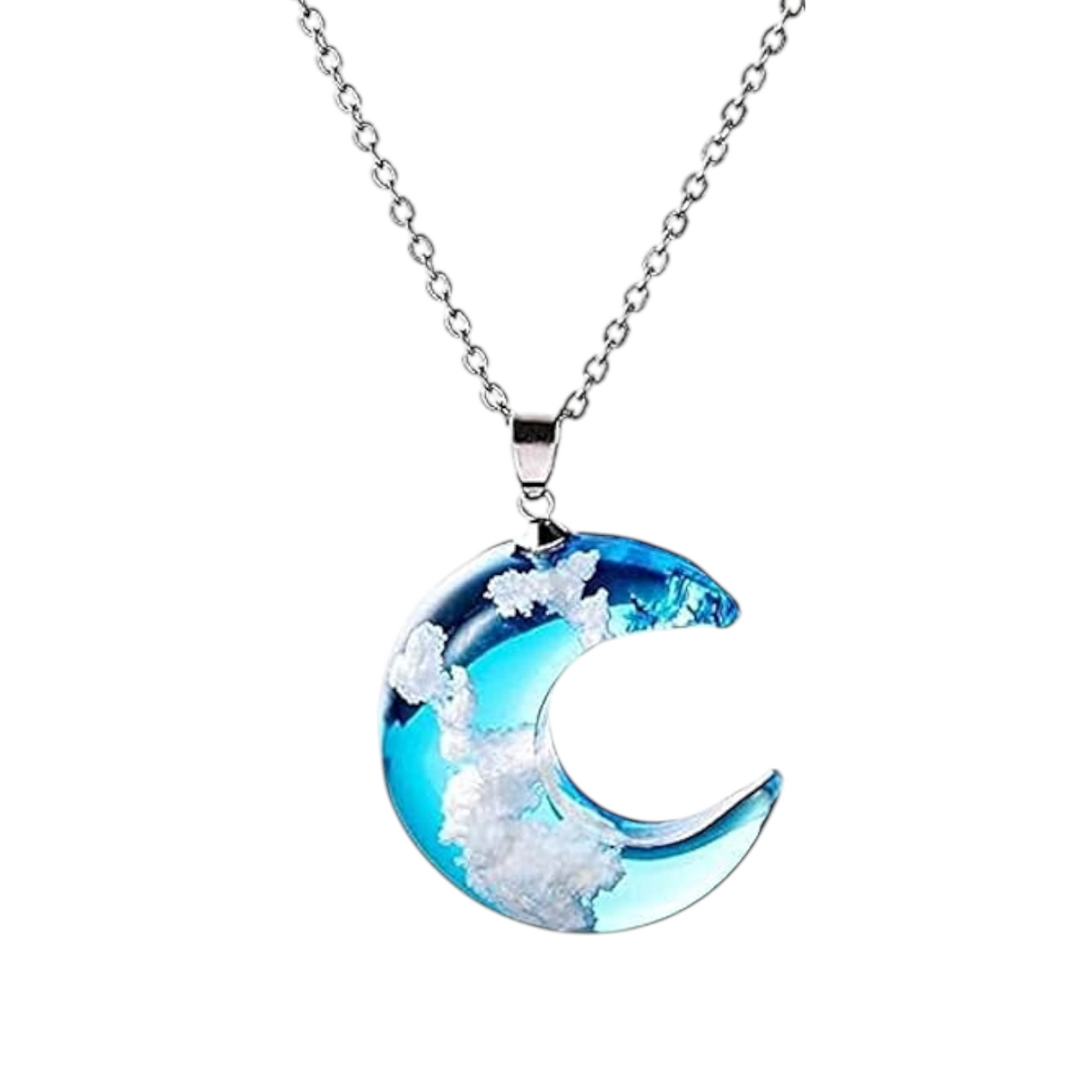 Opal Crystal Pendant Necklace Casual Necklace for Women- Silver