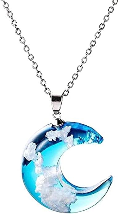 Opal Crystal Pendant Necklace Casual Necklace for Women- Silver