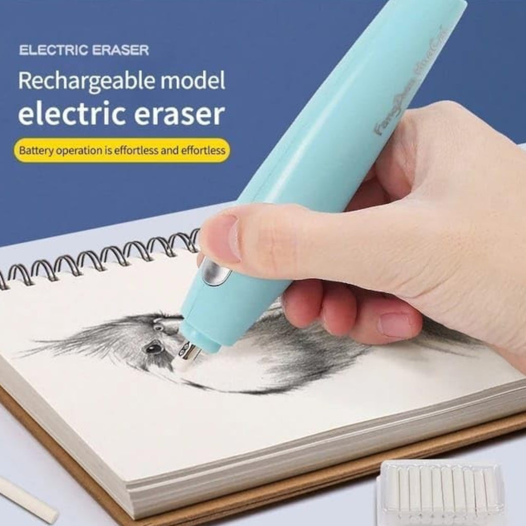Spacetheme Electric Eraser With Fan And 12 Refills Set For Kids, Battery Operated
