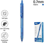 Deli Q20-BL 0.7 mm Tip Ballpoint Pen 12-Pieces, Blue Ink