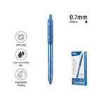 Elite Stationery House Deli Q20-BL 0.7mm blue ballpoint pen with ergonomic grip and smooth ink flow, 12-piece pack