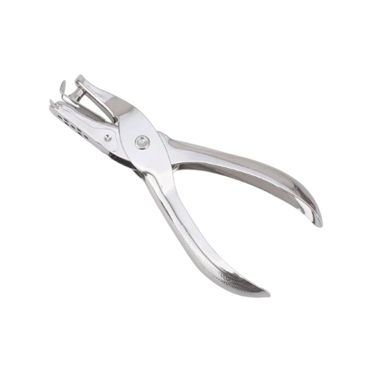 Elite Stationery House Deli 114 silver metal single-hole punch with a heavy-duty plier design for office use