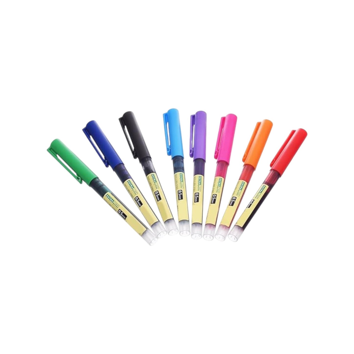 8 Disposable Roller Pen 0.5 mm Pack of 8 Colors - Multi Color