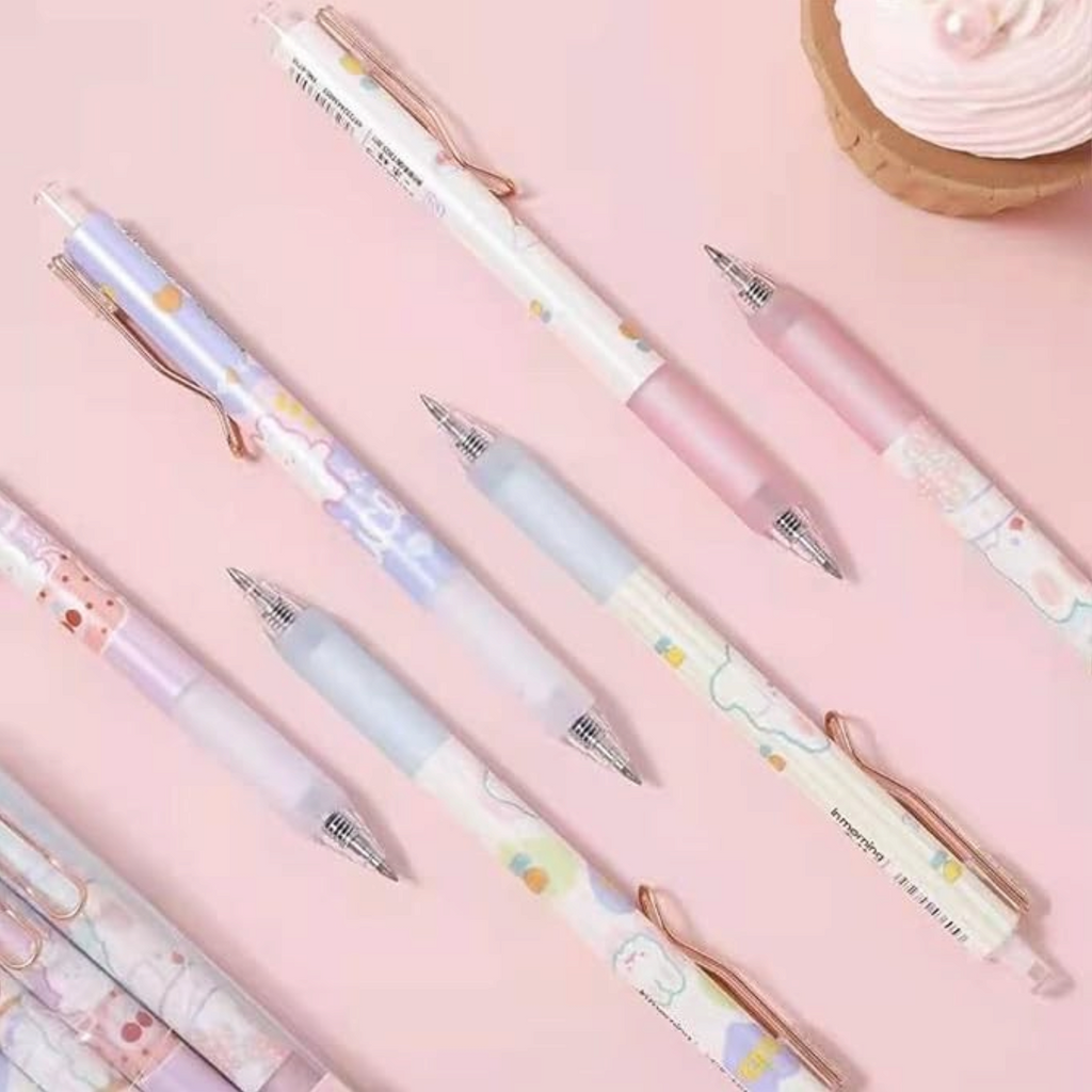 Elite Stationery House pastel gel pens with 0.5mm ballpoint tips and assorted cute patterned designs