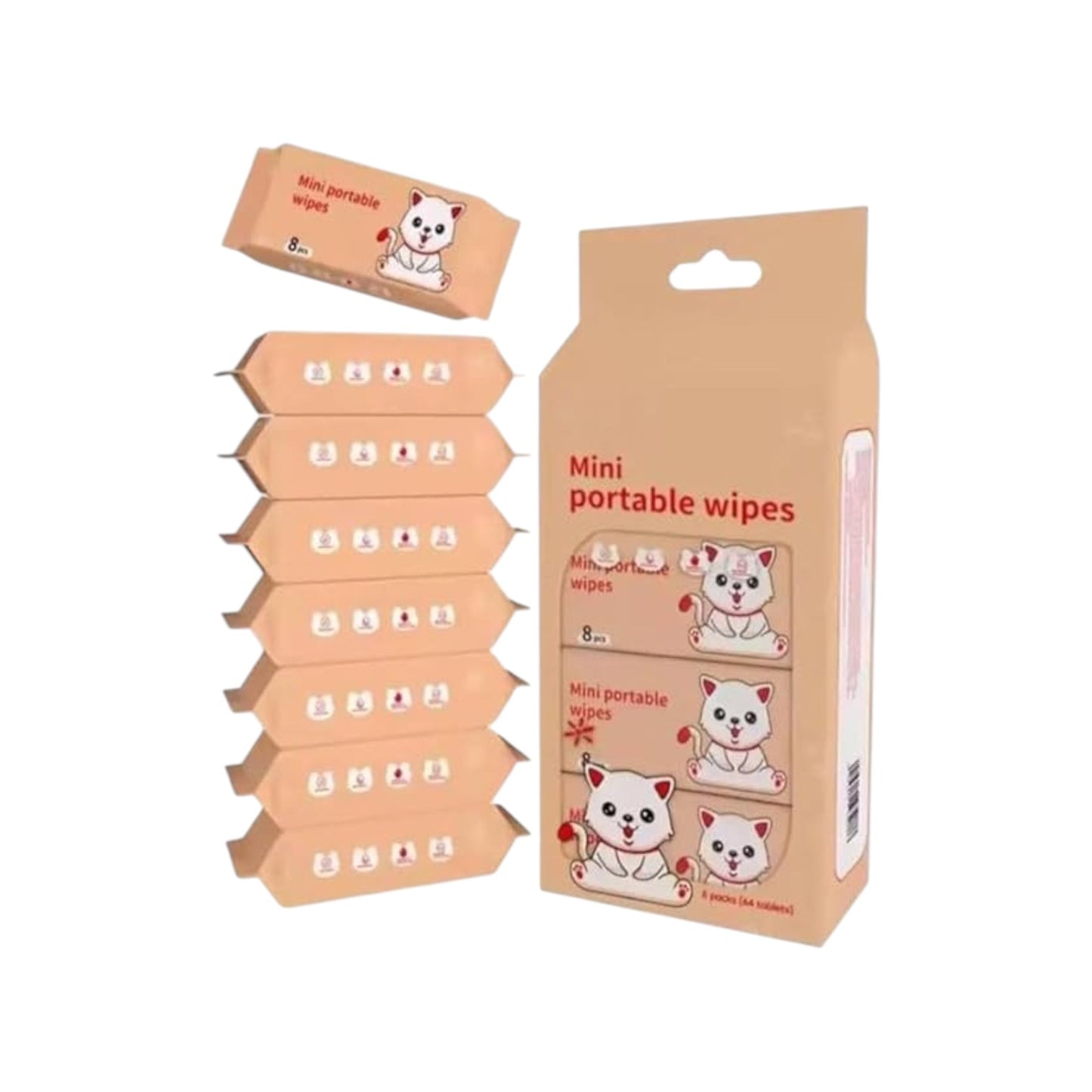 Mini Disposable Baby Wipes, 8 Pack, Mini Wipes for Hand, Face, and Home 8 Per Pack