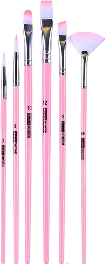 Paint Brush Set - Set of 6 Piece, Multi-Shape Brushes