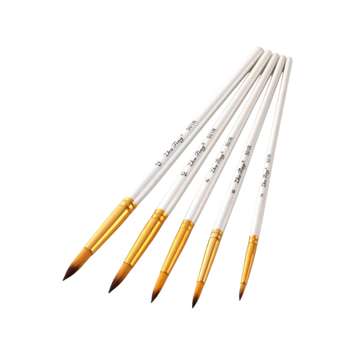 5-Piece Round Painting Brush Set - Keep Smiling Model 6090R