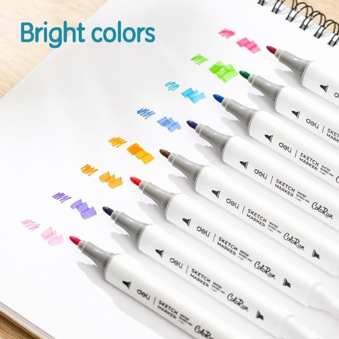 Deli C187-12 ColoRun Sketch Markers with Slim Triangular Barrel Set 12-Pieces
