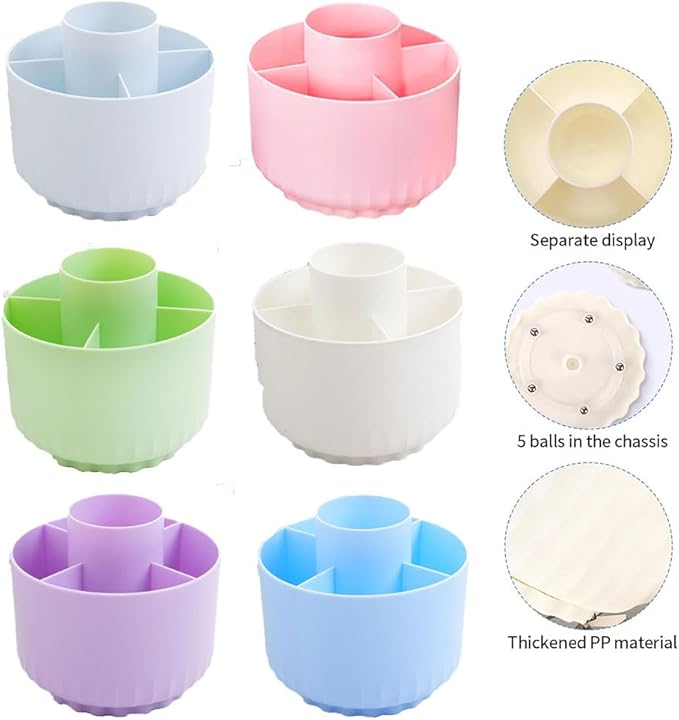 360 Degree Rotating Pen Holder Desk Organizer with 5 Compartments