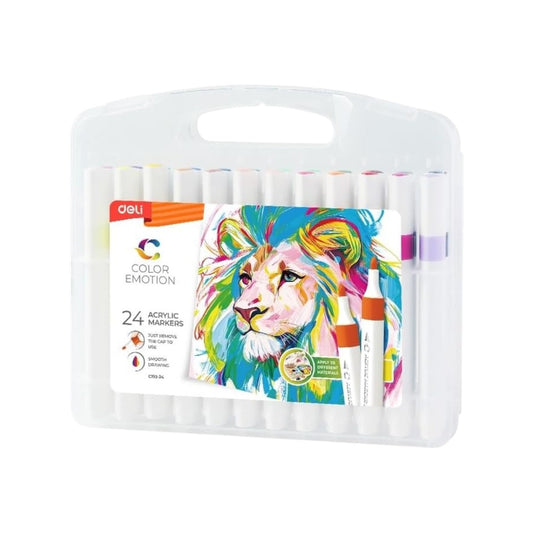 Box of 24 acrylic markers, non-toxic, Deli C193-24