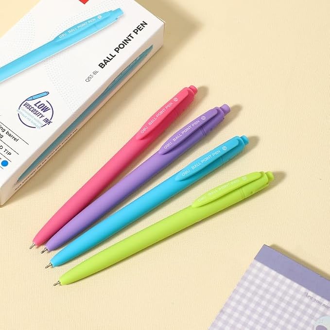 Deli Q53-BL 0.7 mm Tip Ballpoint Pen 12-Pieces, Blue Ink