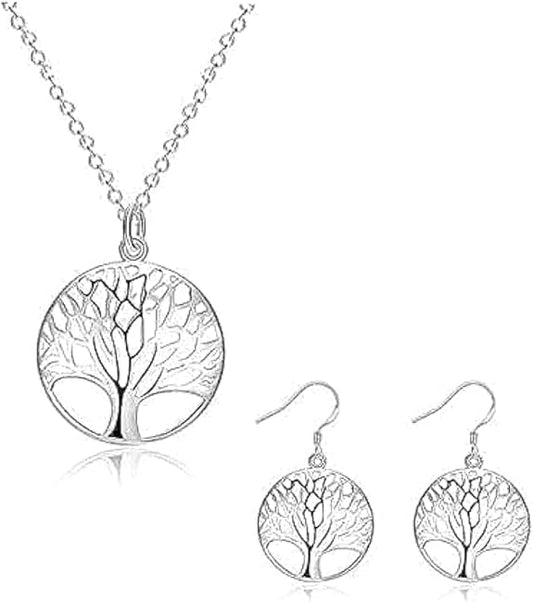 Women's Silver Necklace and Earrings Set