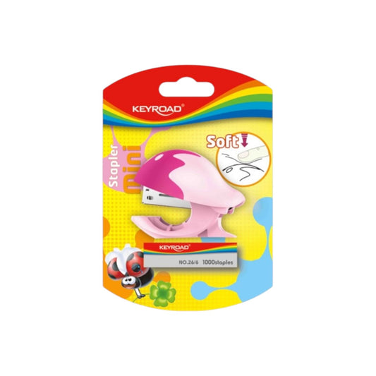 Keyroad Soft Mini Stapler 20 Sheets + Box of 6/26 Staples, 1 Piece on Card – Model KR971301