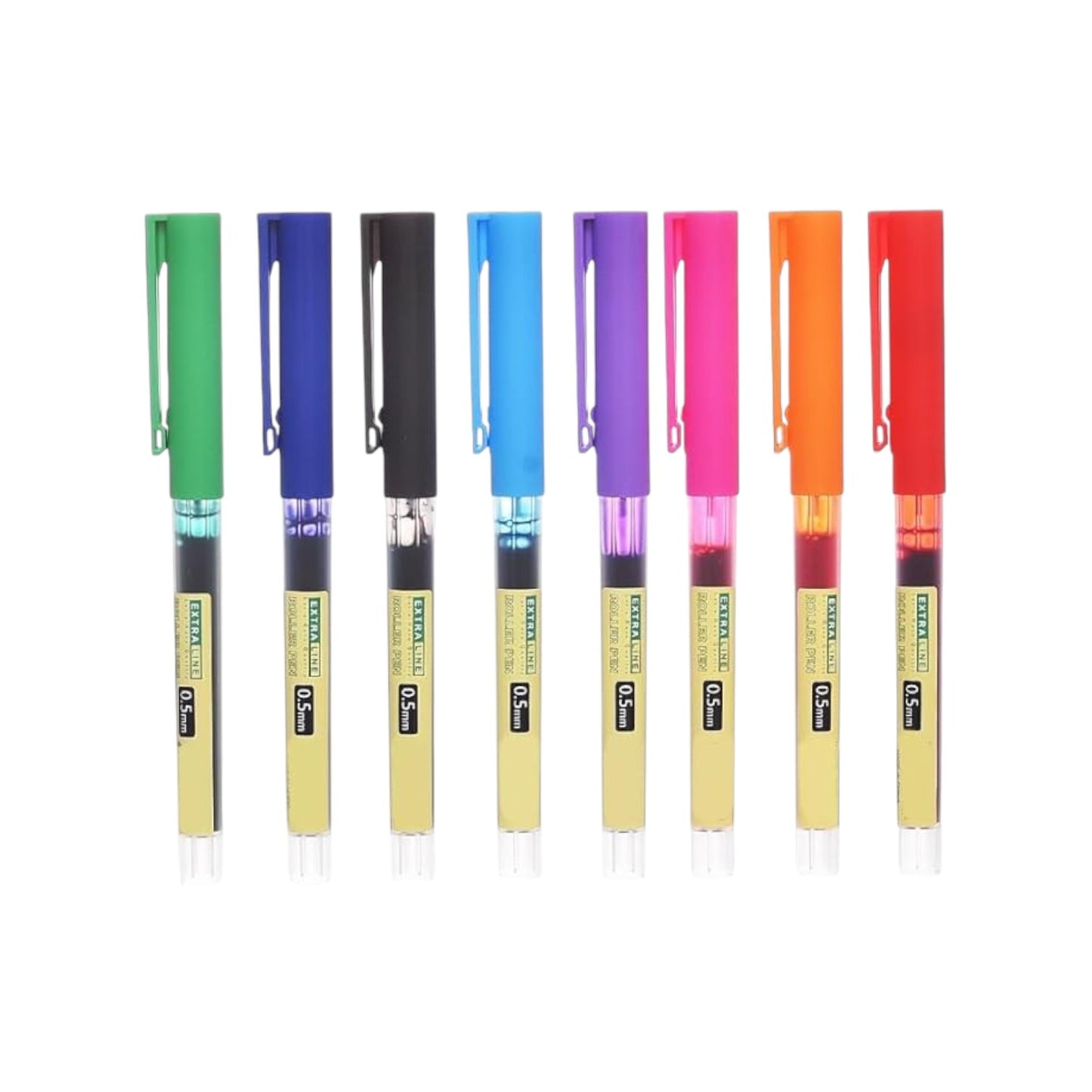 8 Disposable Roller Pen 0.5 mm Pack of 8 Colors - Multi Color