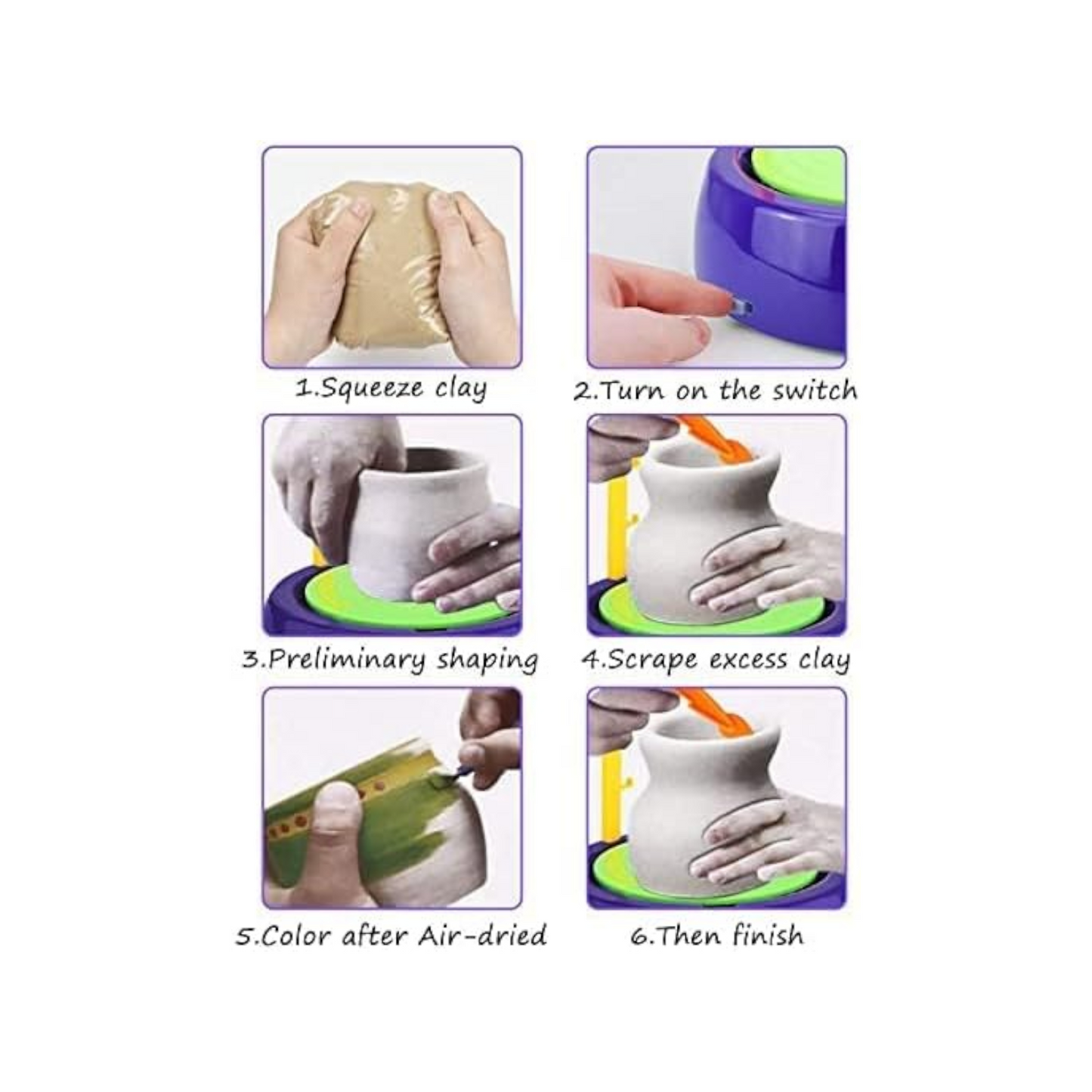 Kids Pottery Wheel Kit - Battery Operated Pottery Wheel & Painting Kit