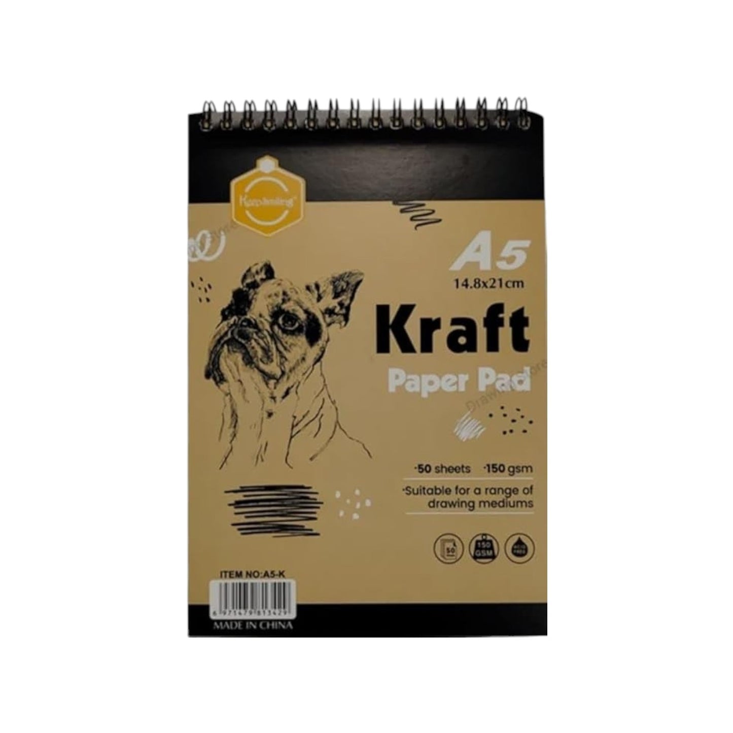 Keep Smiling A5 Sketch Book 150g 50 Sheets Kraft Paper Wire