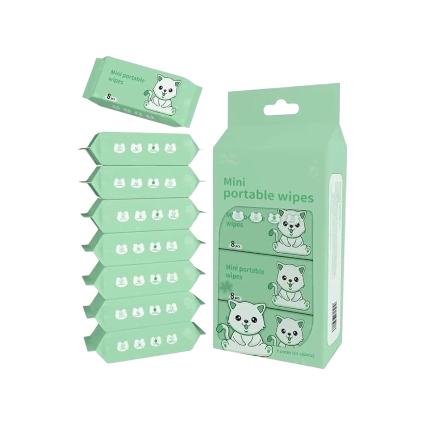 Mini Disposable Baby Wipes, 8 Pack, Mini Wipes for Hand, Face, and Home 8 Per Pack