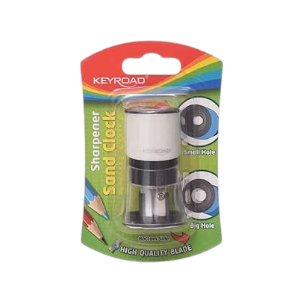 Elite Stationery House Keyroad Sand Clock pencil sharpener with a single hole and high quality blade in packaging