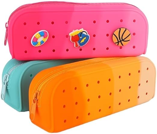 Silicone Pencil Case for Kids (Mulitcolors) – Waterproof   Cartoon Charms (Random 4pcs)