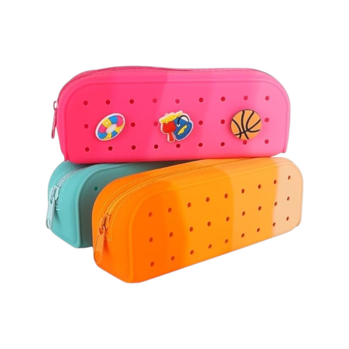 Silicone Pencil Case for Kids (Mulitcolors) – Waterproof   Cartoon Charms (Random 4pcs)