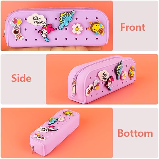 Silicone Pencil Case for Kids (Mulitcolors) – Waterproof   Cartoon Charms (Random 4pcs)