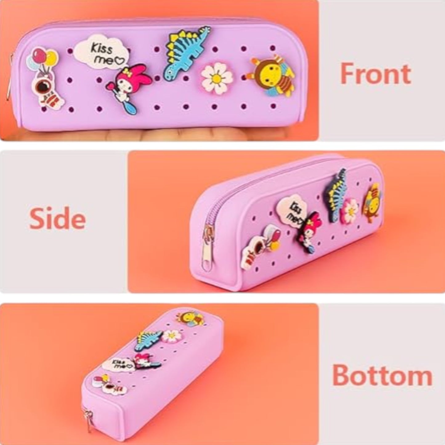 Silicone Pencil Case for Kids (Mulitcolors) – Waterproof   Cartoon Charms (Random 4pcs)