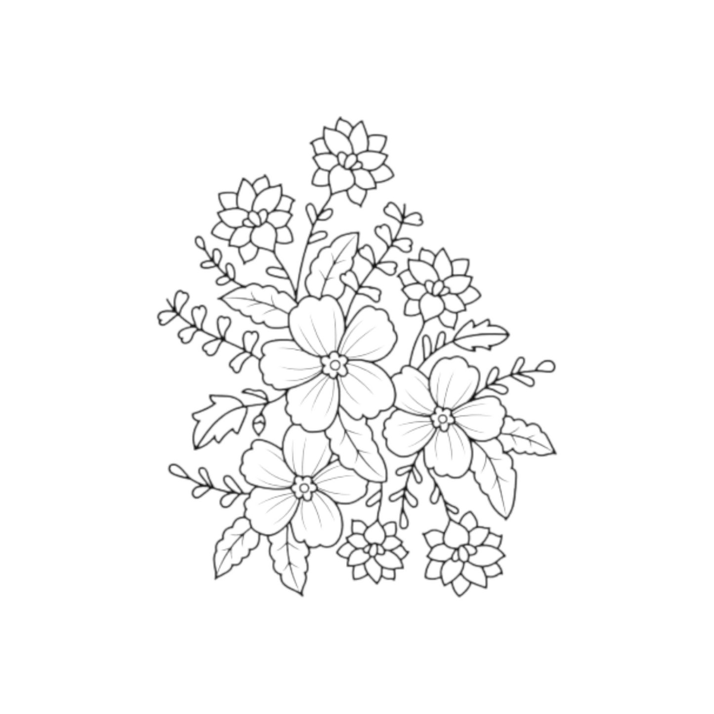 Flowers & Butterflies Coloring Book - 50 Pages A4 Size