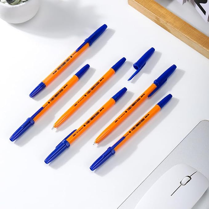 Deli Blue Ink Finepoint Ballpoint Pen, 0.7 mm Tip Size -  Pack of 5