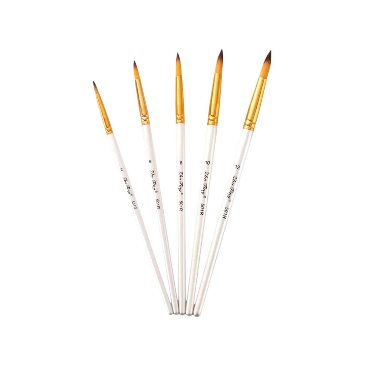 5-Piece Round Painting Brush Set - Keep Smiling Model 6090R