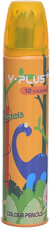 Y Plus Pc1704 Forest Triangle Colored Pencils In Metal Tube - Set Of 12, Assorted