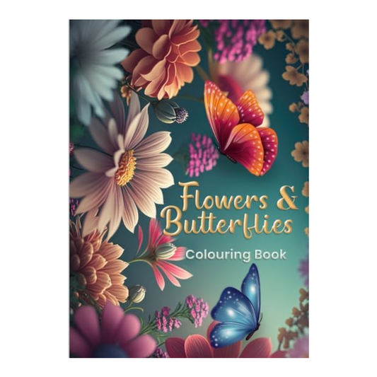 Flowers & Butterflies Coloring Book - 50 Pages A4 Size