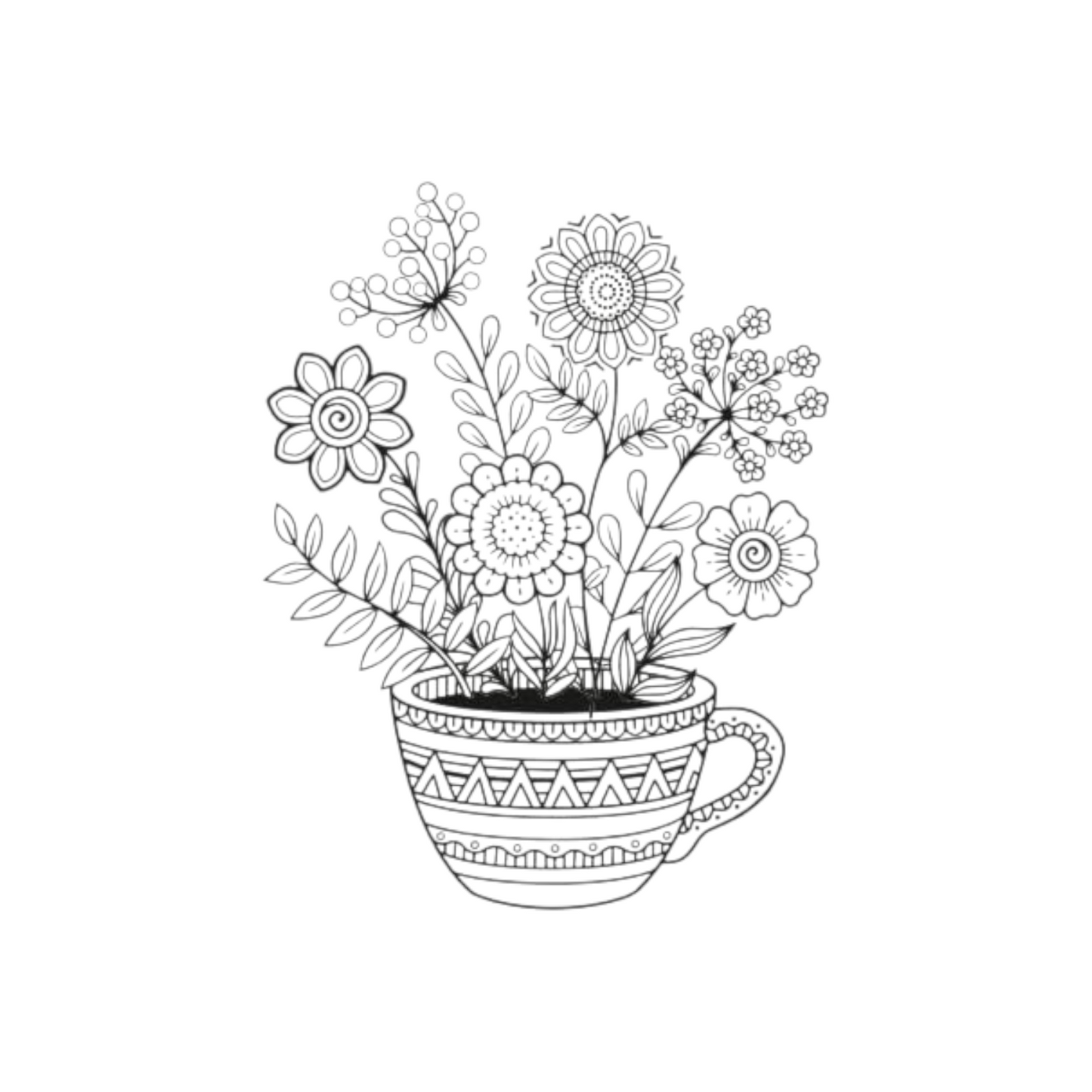 Flowers & Butterflies Coloring Book - 50 Pages A4 Size