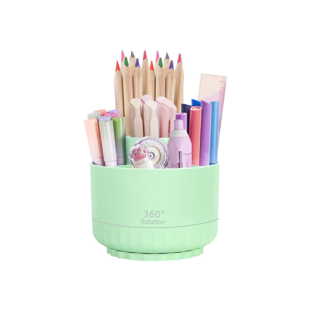 360 Degree Rotating Pen Holder Desk Organizer with 5 Compartments