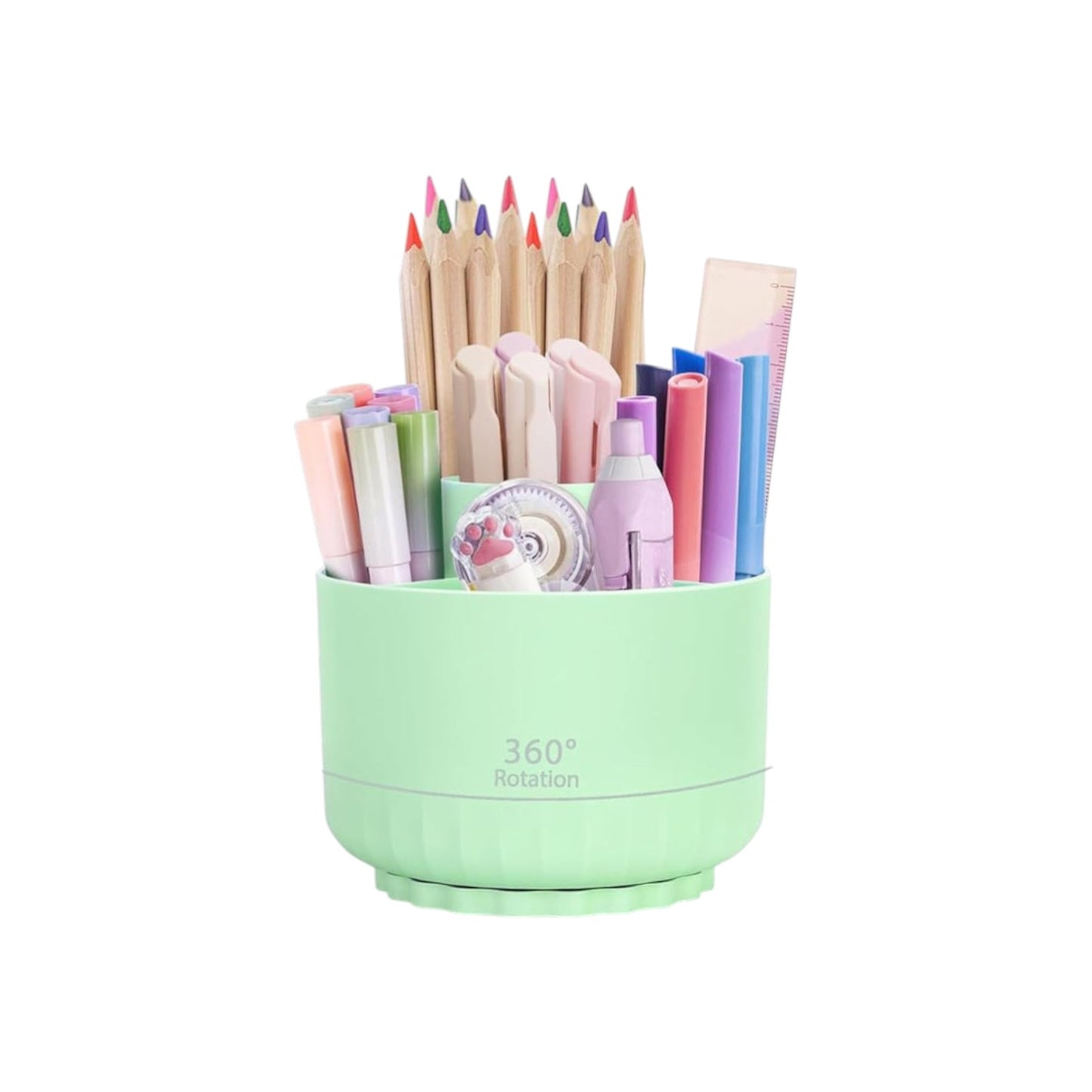 360 Degree Rotating Pen Holder Desk Organizer with 5 Compartments