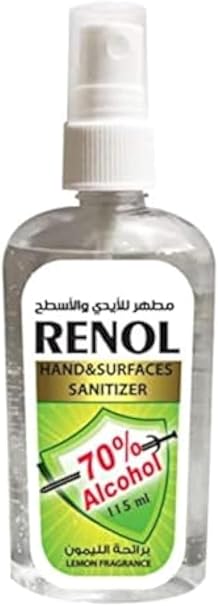 Renol alcohol sanitizer for hands and surfaces with lemon fragrance - 115 ml