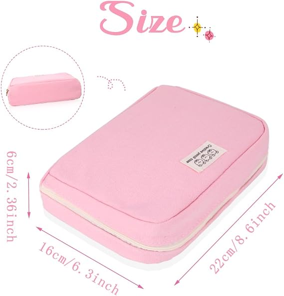 Wide Opening Pencil Case Pen Bag Pouch Pink