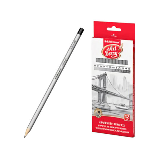 Set of 12 graphite pencils Erich Krause Art, hexagonal, 5H to 5B (in box)