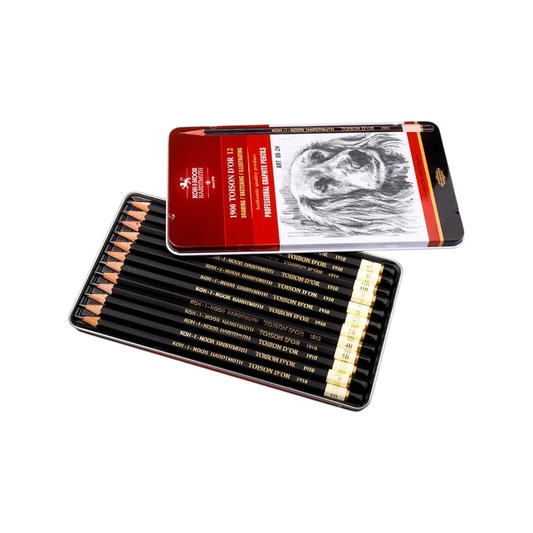 Koh-I-Noor Art 12-Piece Hexagonal Pencil Set - Grades 8B to 2H - Model 1912