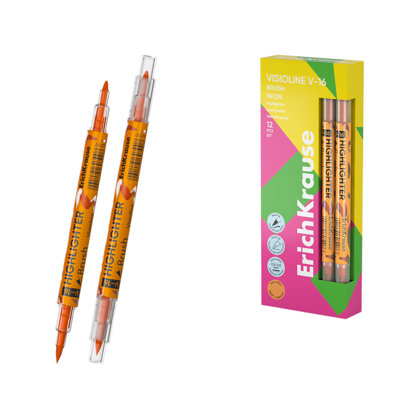 Double-sided highlighter Erich KrauseV-16 Brush Neon 1 Pen