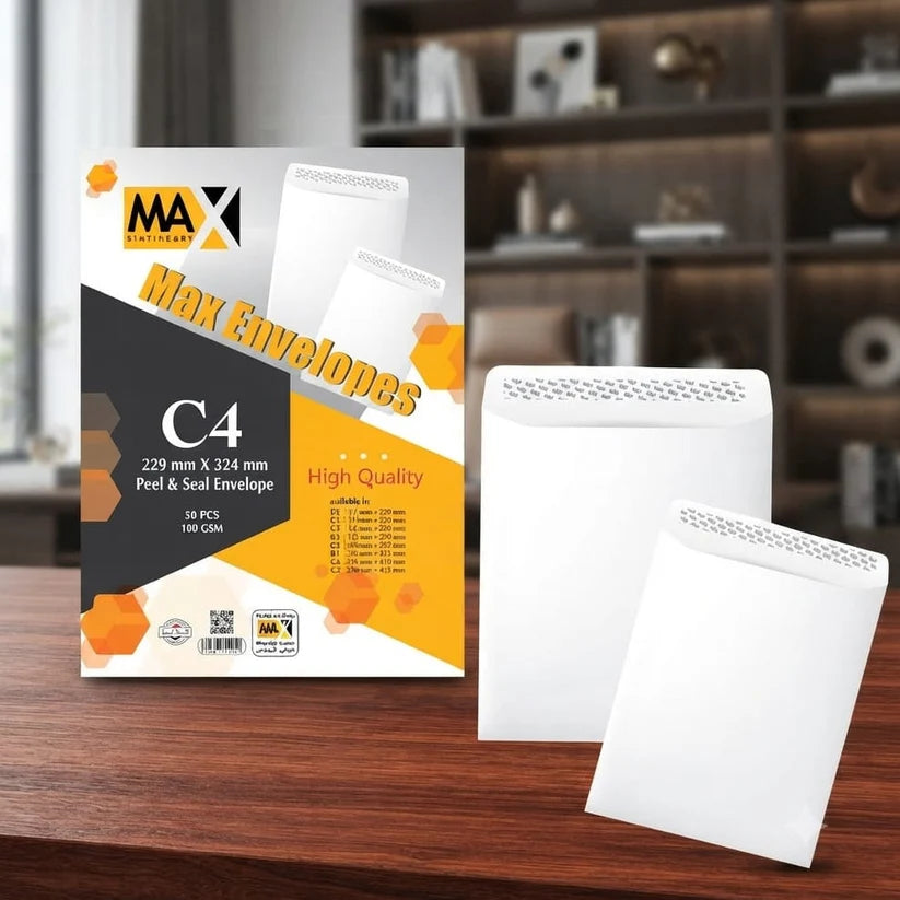 50 Packs  Self-adhesive envelope -Plain - Size C4 229 mm x 324 mm