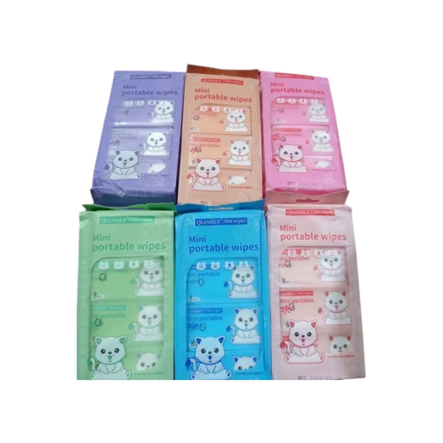 Mini Disposable Baby Wipes, 8 Pack, Mini Wipes for Hand, Face, and Home 8 Per Pack