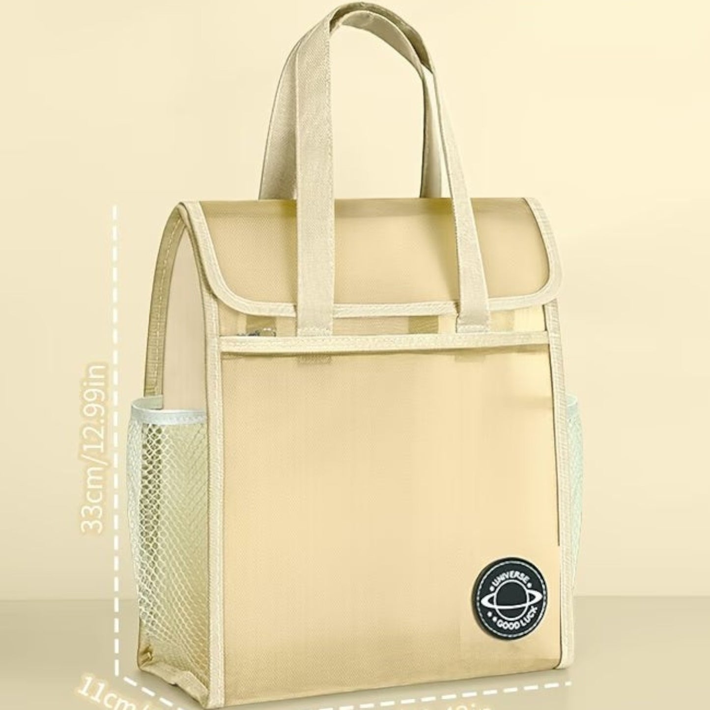 A Multi-Layer File Bag with a Pen And Randomly Colored Sticky Notes