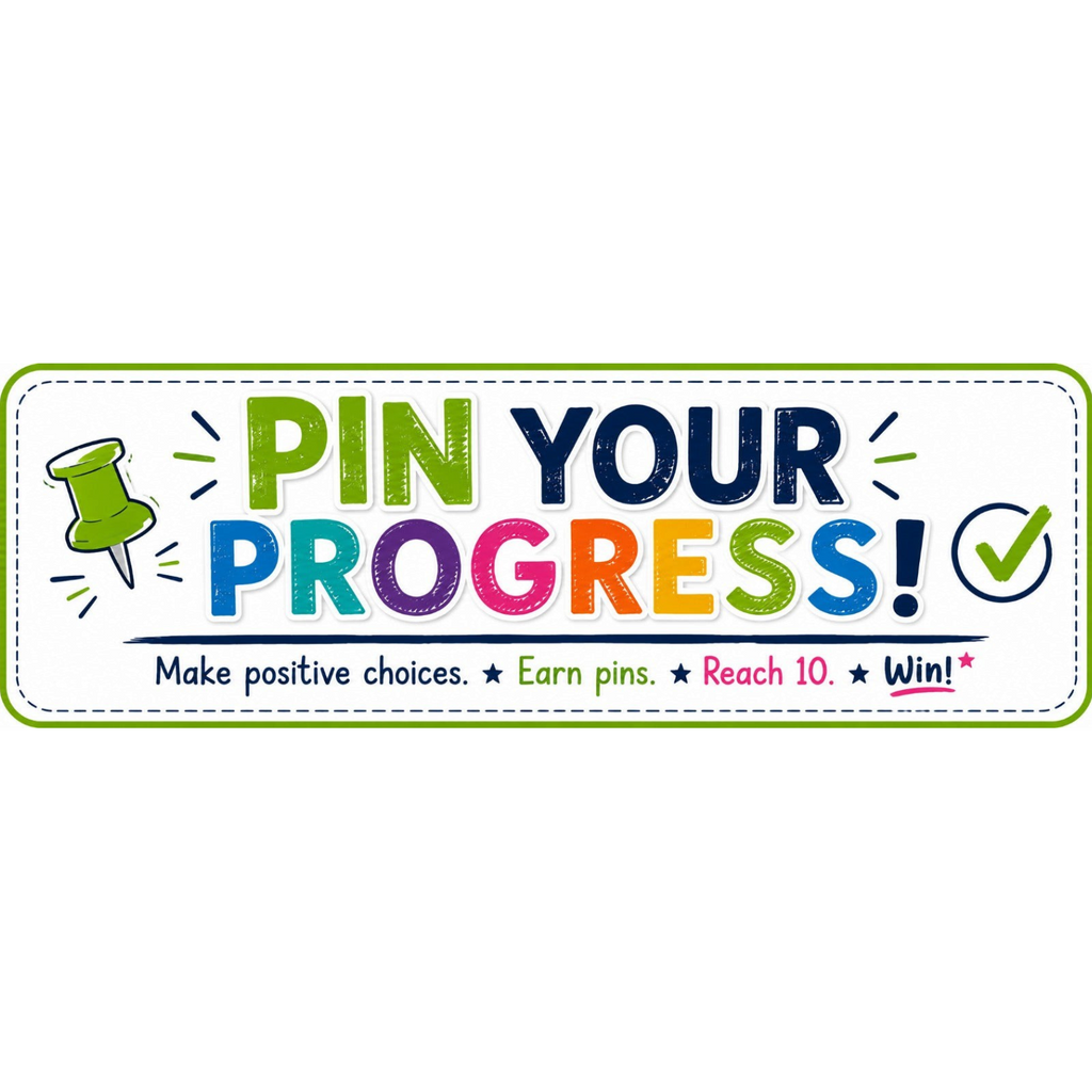 Elite Stationery House Pin Your Progress classroom motivation sign with green pin icon and positive messaging