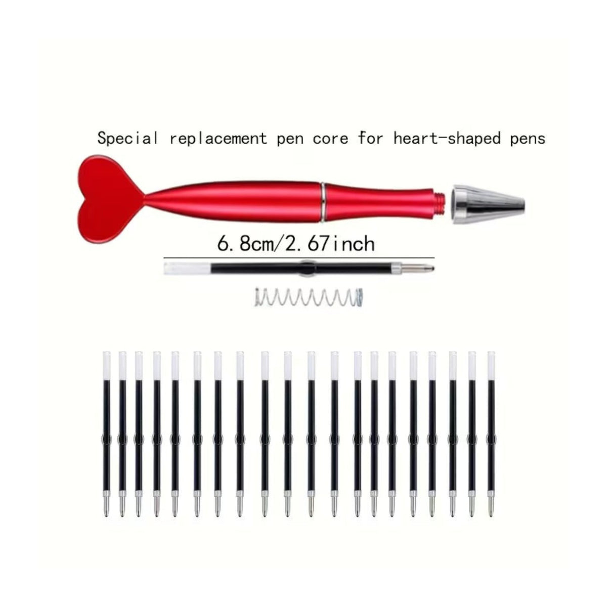 Heart-Shaped Ballpoint Pen Set - 1 Pens, 2 Refills