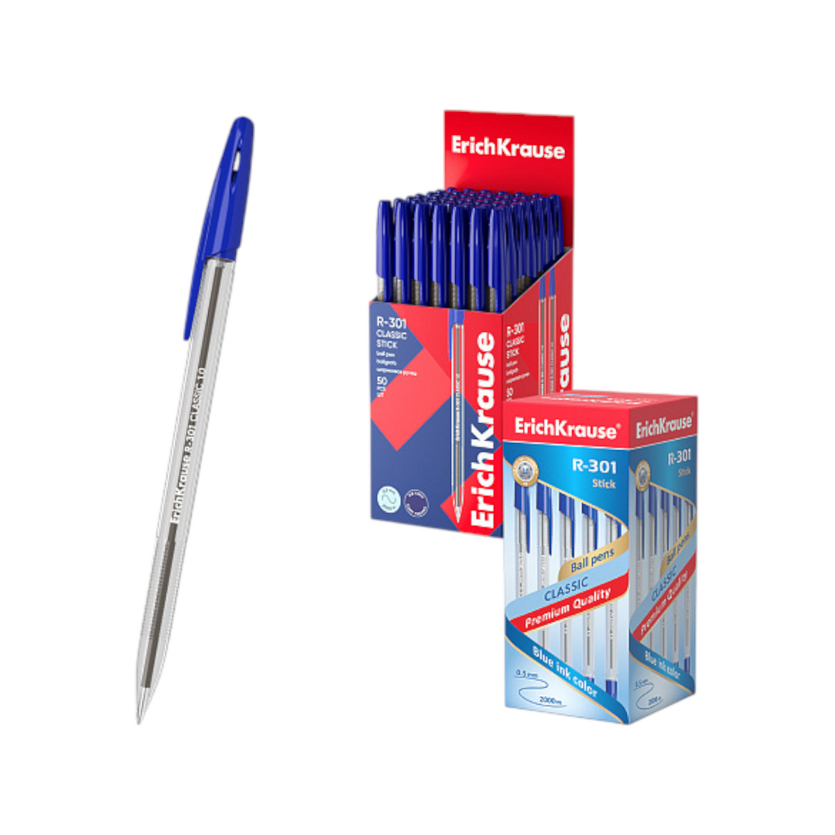 Ballpoint pen ErichKrause R-301 Classic Stick 1.0 mm Black & Blue - 1 Pen