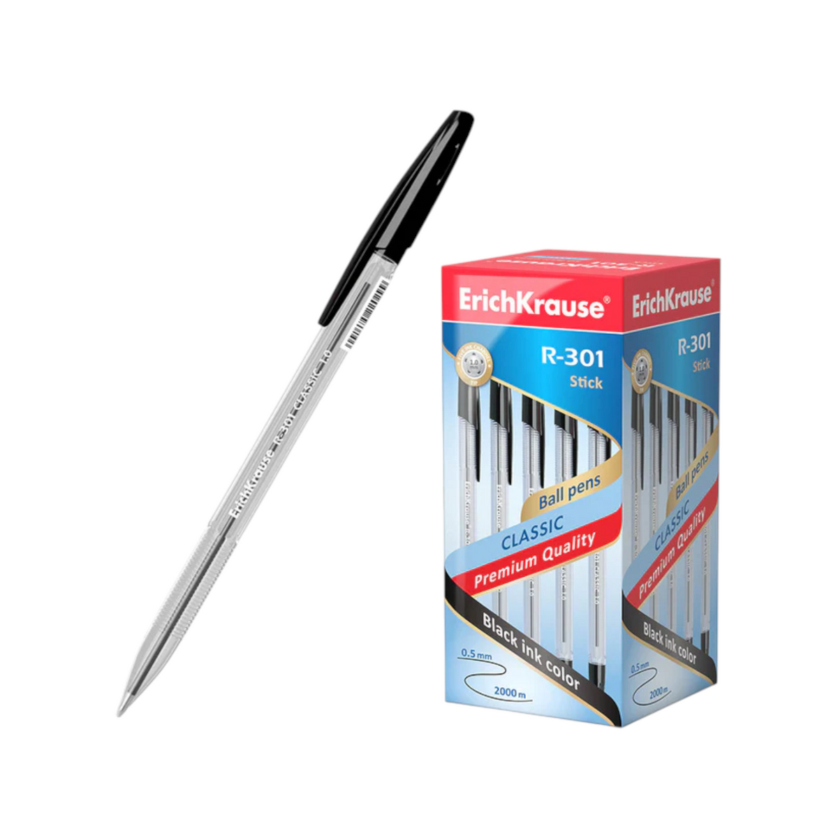 Ballpoint pen ErichKrause R-301 Classic Stick 1.0 mm Black & Blue - 1 Pen
