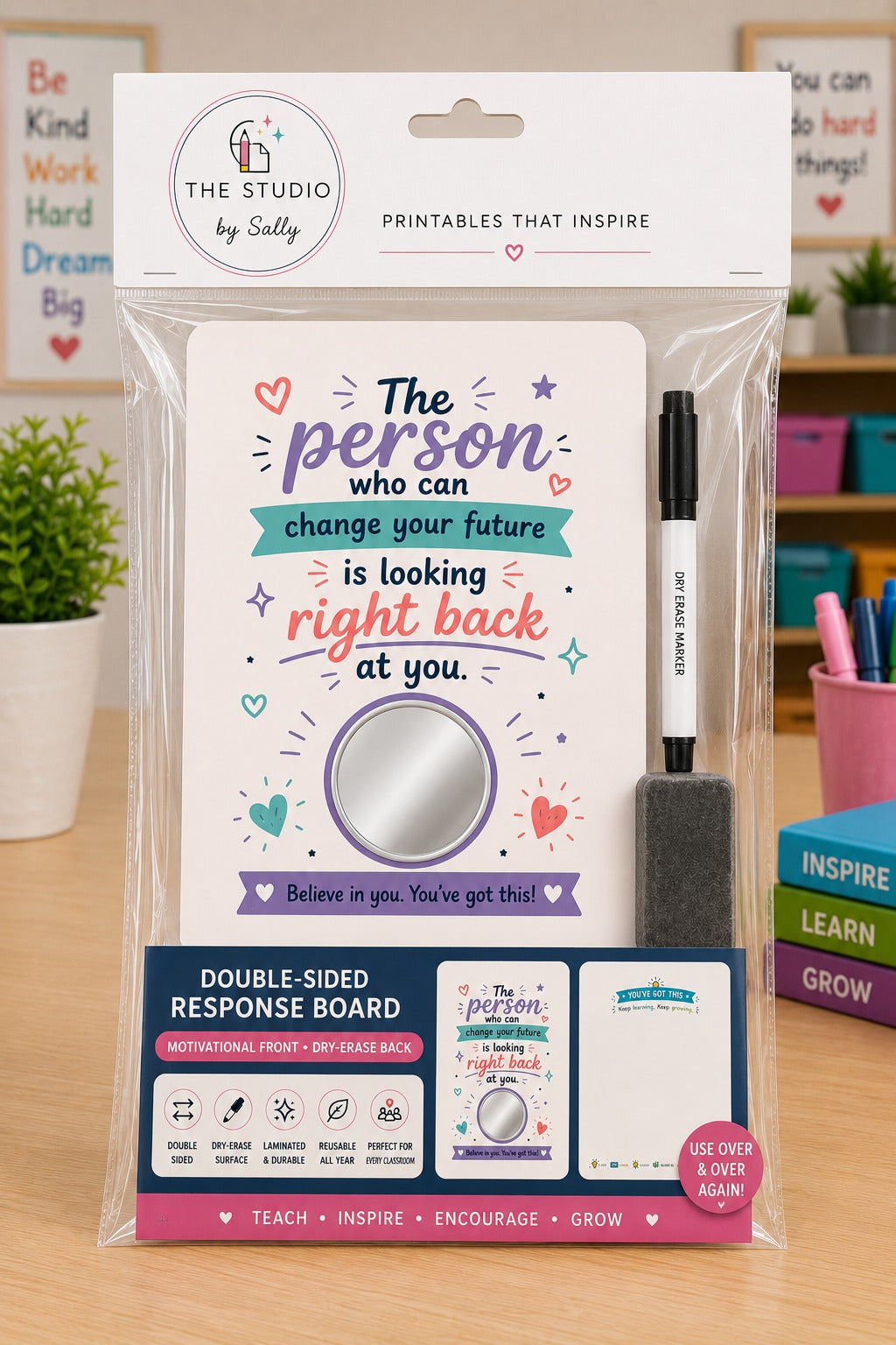 Mirror Motivation Dry-Erase Response Board | Laminated Student Gift | Pack of 15