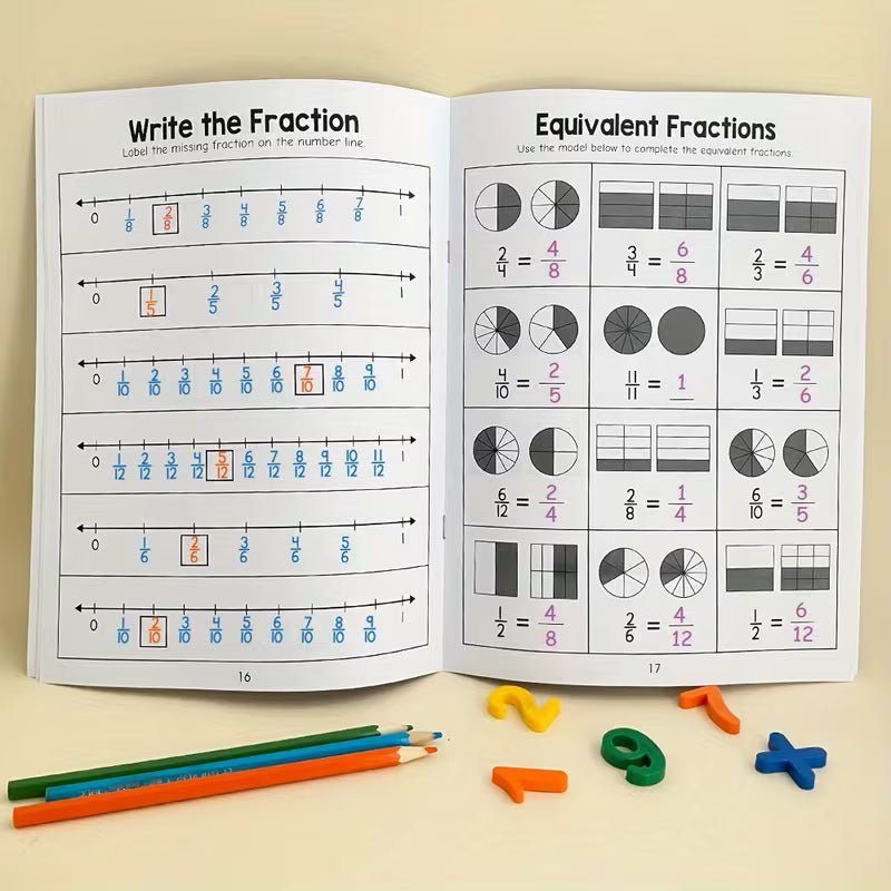 Math Fractions Workbook Level 1