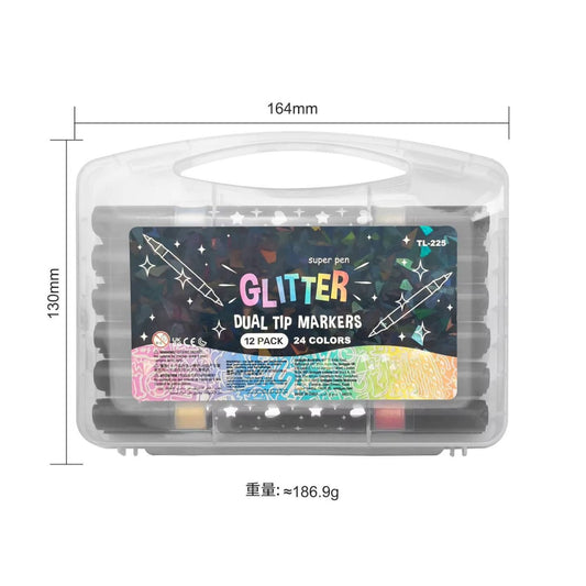 Glitter Dual Tip Glitter Marker 12 Colors